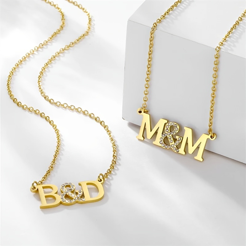 Personalized Initial Stainless Steel Necklace with Zirconia Logo